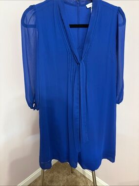Calvin Klein Royal Blue Tie-Neck Swing Dress